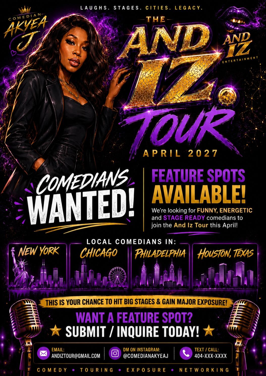 And Iz Tour comedian feature spots announcement